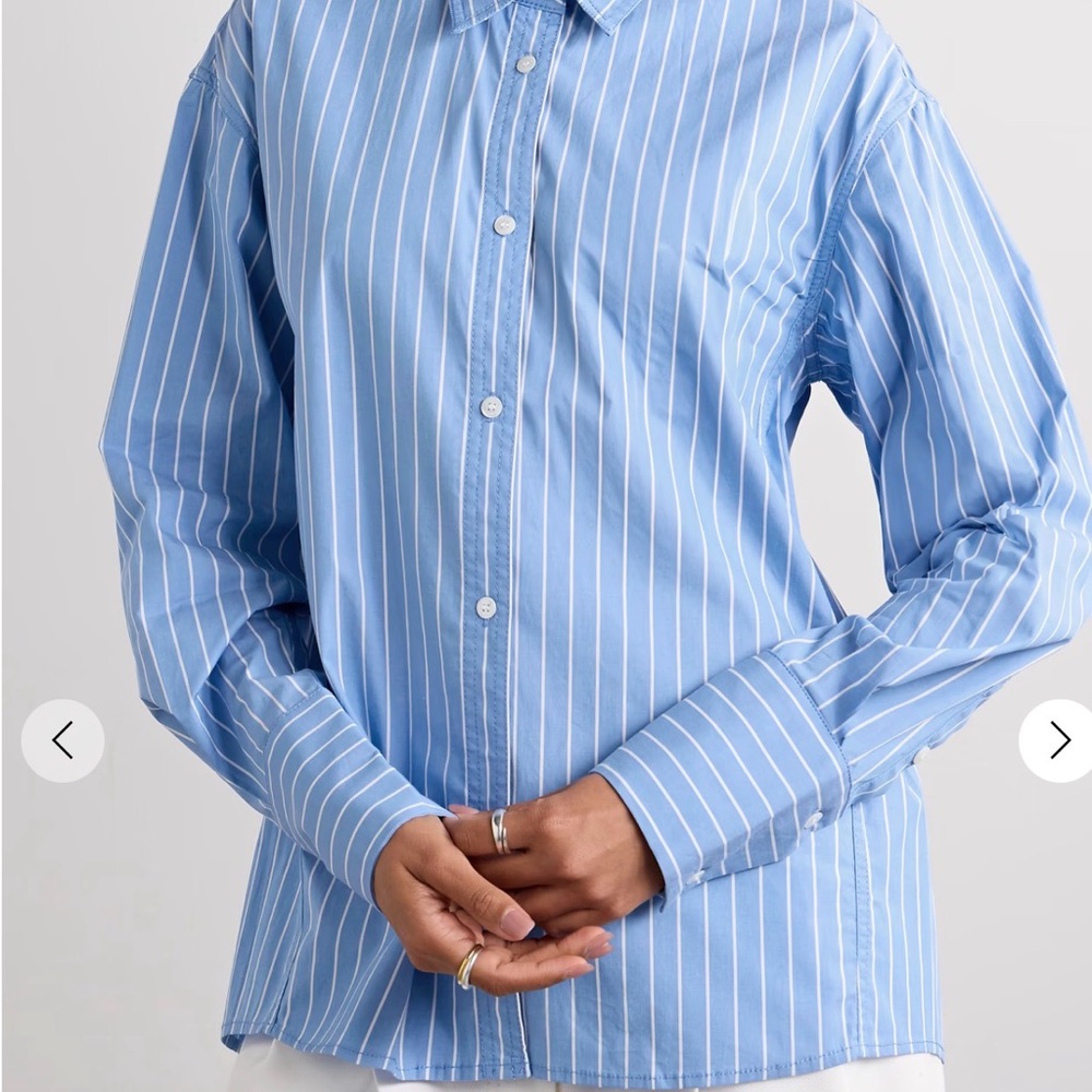STAUD Kelly striped cotton-blend poplin shirt. Sold Out!